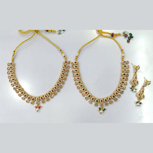 Manisha Jewellery Gold Plated Crystal Stone And Pearls Necklace Set