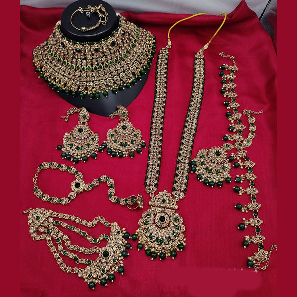 Manisha Jewellery Gold Plated Crystal Stone And Beads Bridal Set