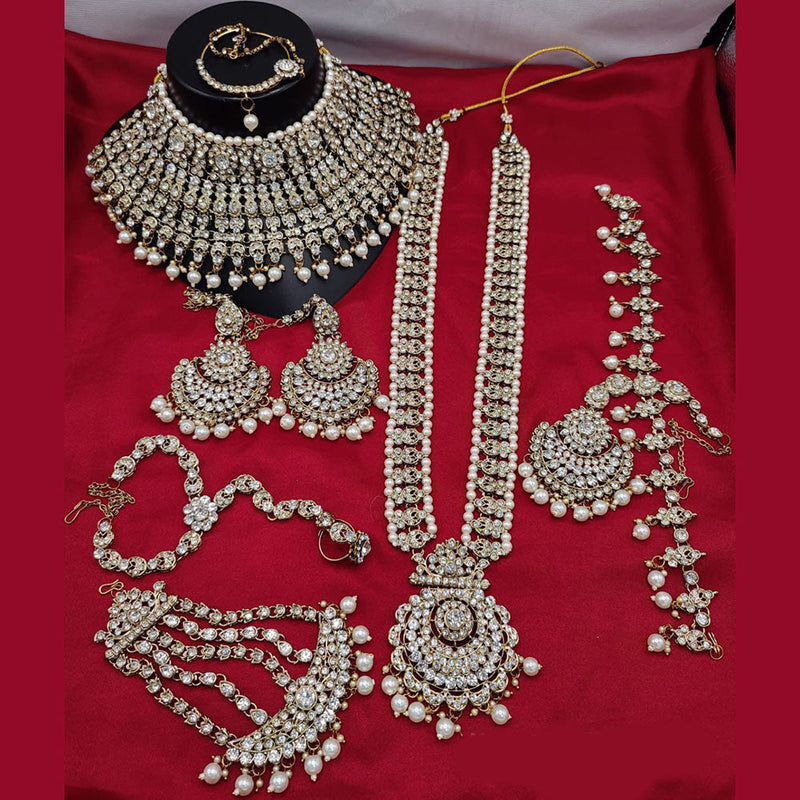 Manisha Jewellery Gold Plated Crystal Stone And Beads Bridal Set