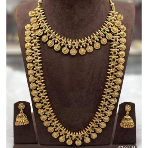 Manisha Jewellery Gold Plated Pota Stone Temple Double Necklace Set