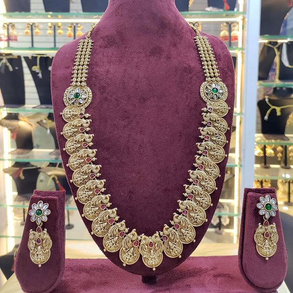 Manisha Jewellery Gold Plated Pota Stone Temple Necklace Set