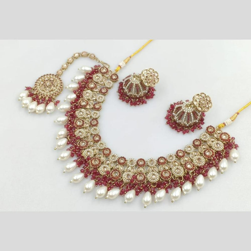 Manisha Jewellery Gold Plated Crystal Stone And Pearls Necklace Set