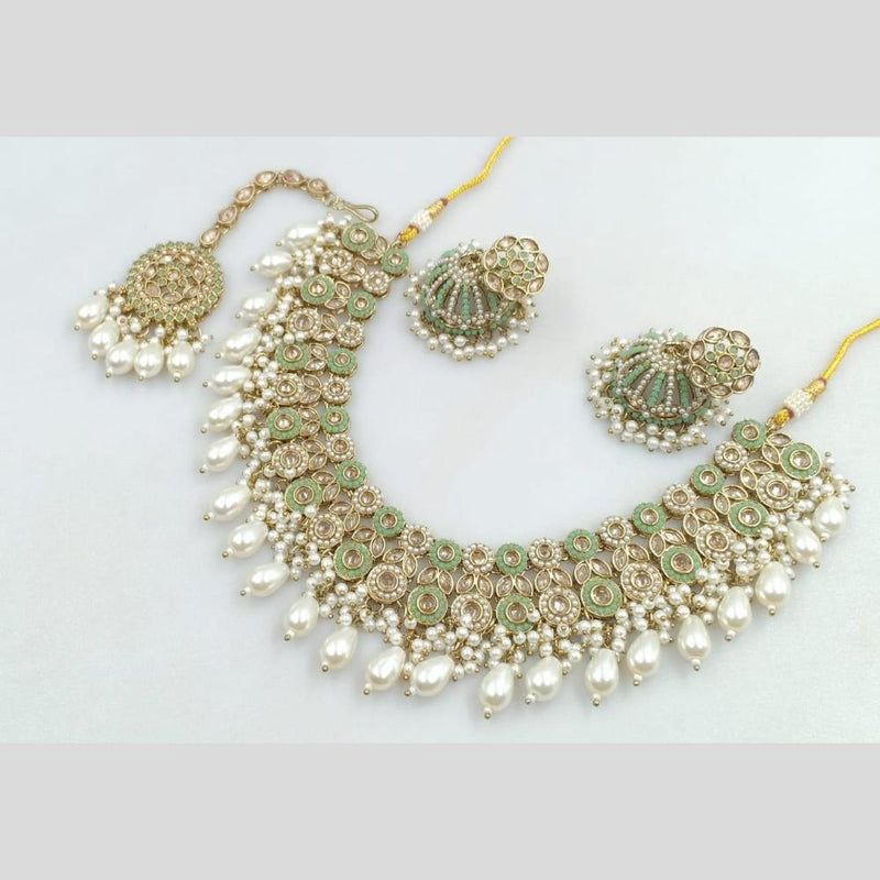 Manisha Jewellery Gold Plated Crystal Stone And Pearls Necklace Set