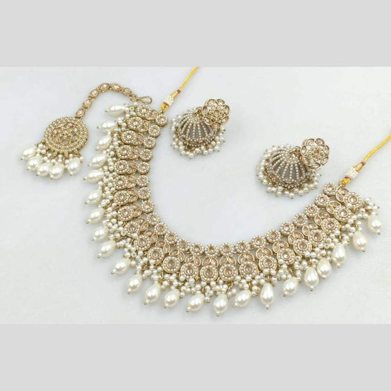 Manisha Jewellery Gold Plated Crystal Stone And Pearls Necklace Set