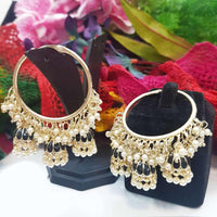 Manisha Jewellery Gold Plated Meenakari And Pearls Jhumki Earrings