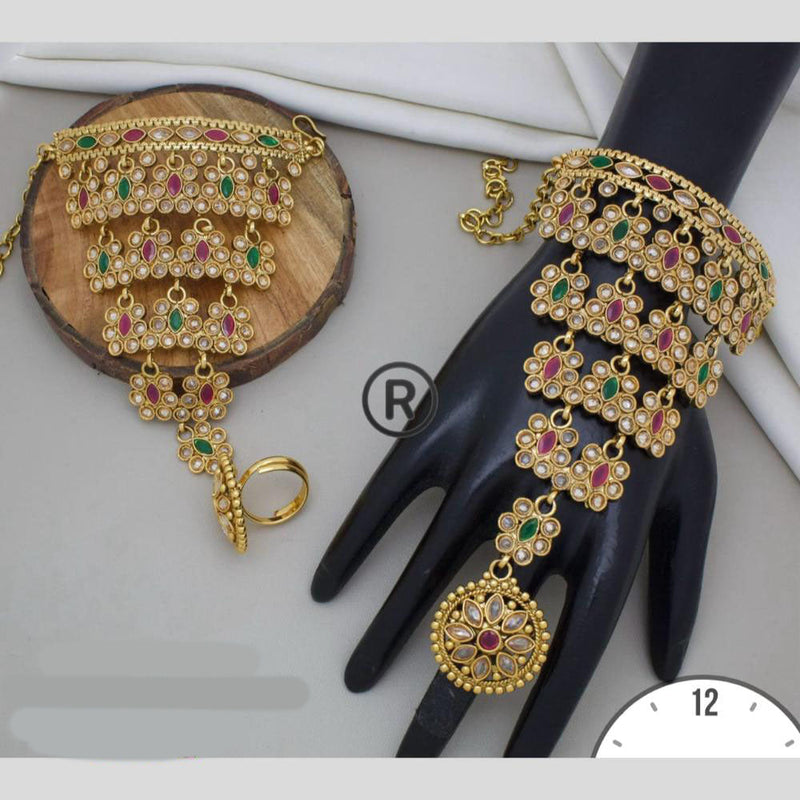 Manisha Jewellery Gold Plated Pota Stone Hand Harness