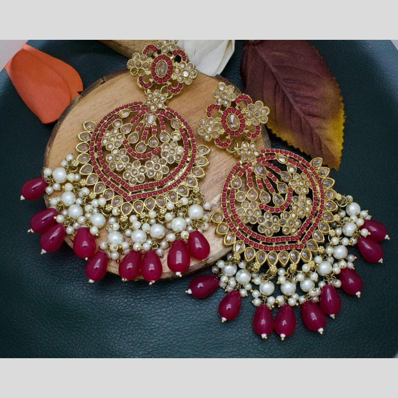 Manisha Jewellery Gold Plated Crystal Stone And Beads Dangler Earrings