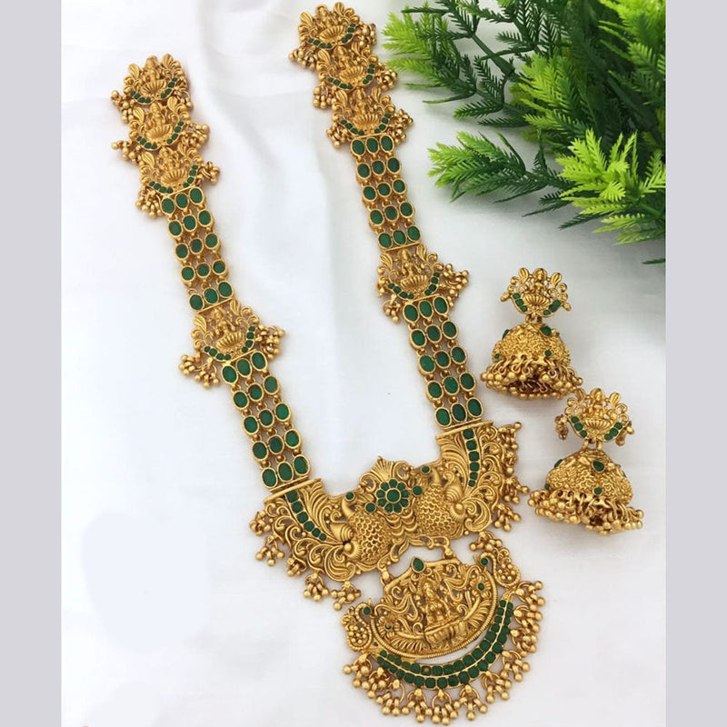 Manisha Jewellery Gold Plated Pota Stone Temple Necklace Set