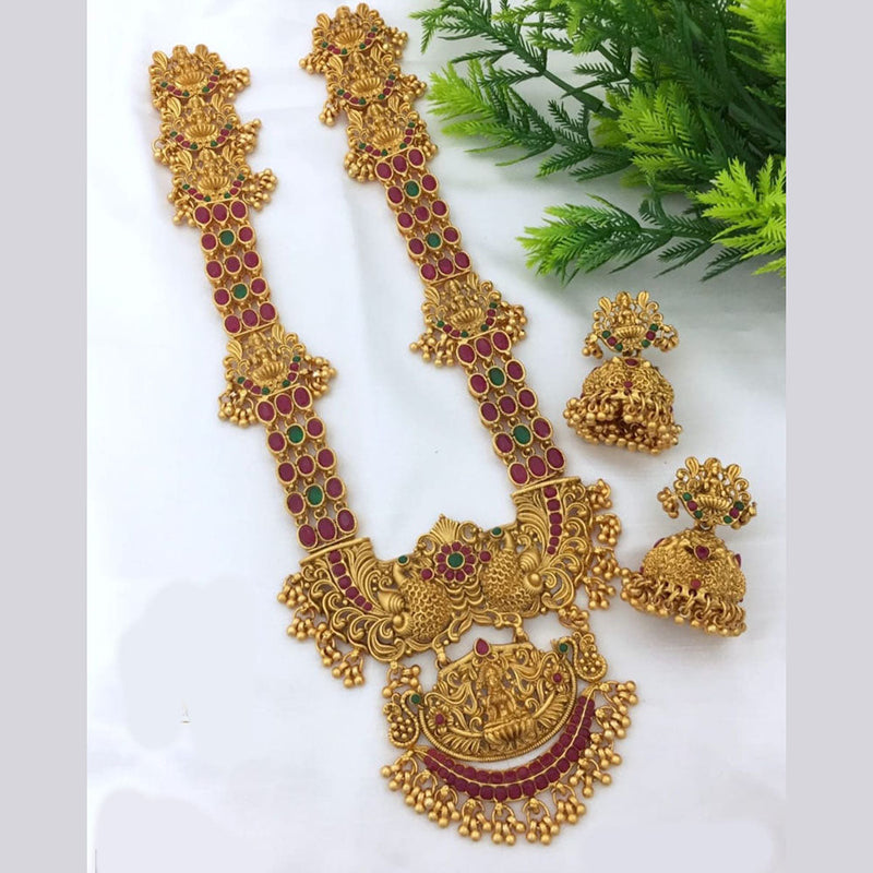 Manisha Jewellery Gold Plated Pota Stone Temple Necklace Set