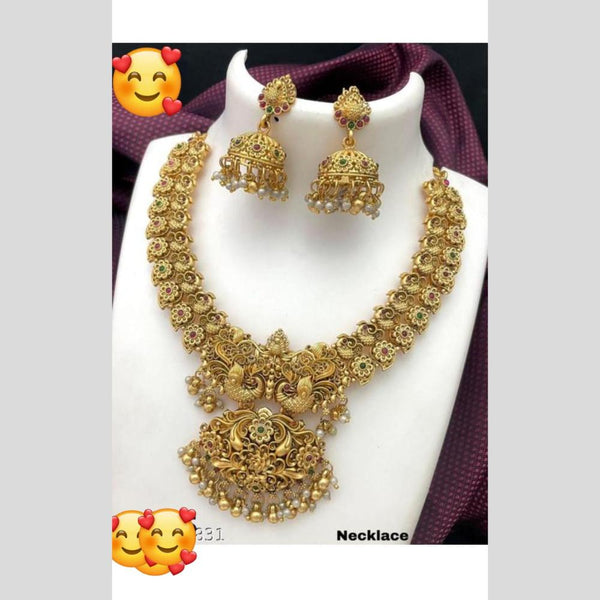 Manisha Jewellery Gold Plated Pota Stone And Pearls Necklace Set