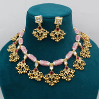 Manisha Jewellery Gold Plated Pota Stone And Beads Necklace Set