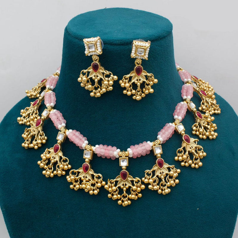 Manisha Jewellery Gold Plated Pota Stone And Beads Necklace Set