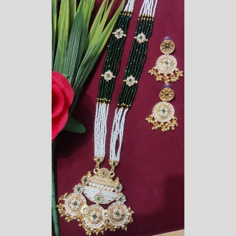 Manisha Jewellery Gold Plated Kundan Stone And Pearls Long Necklace Set