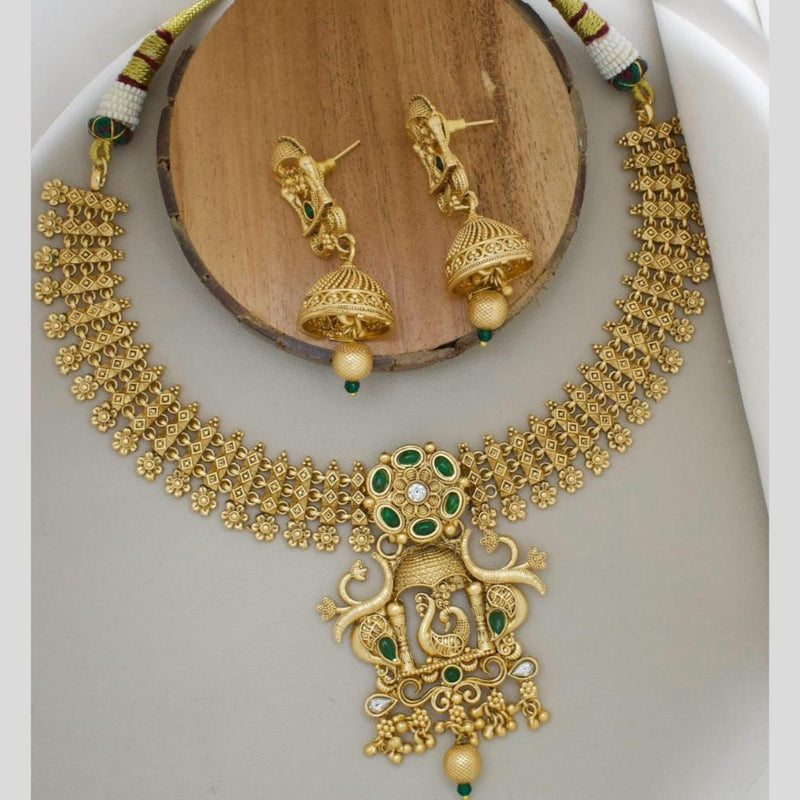 Manisha Jewellery Gold Plated Pota Stone Necklace Set