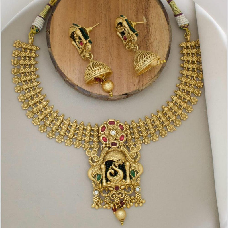 Manisha Jewellery Gold Plated Pota Stone Necklace Set