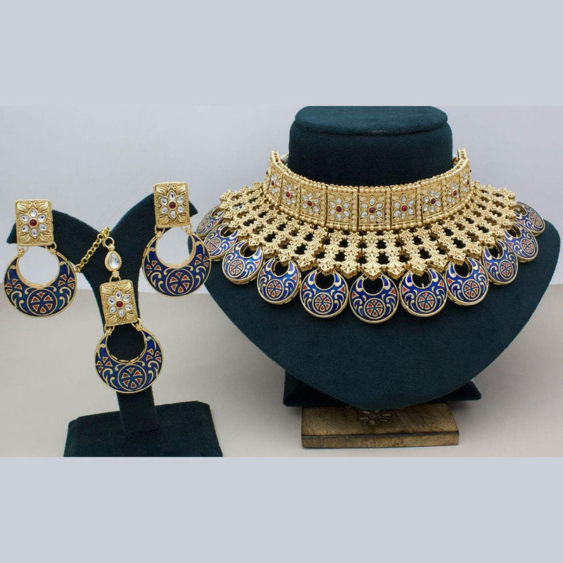 Manisha Jewellery Gold Plated Kundan Stone Meenakari Choker Necklace Set