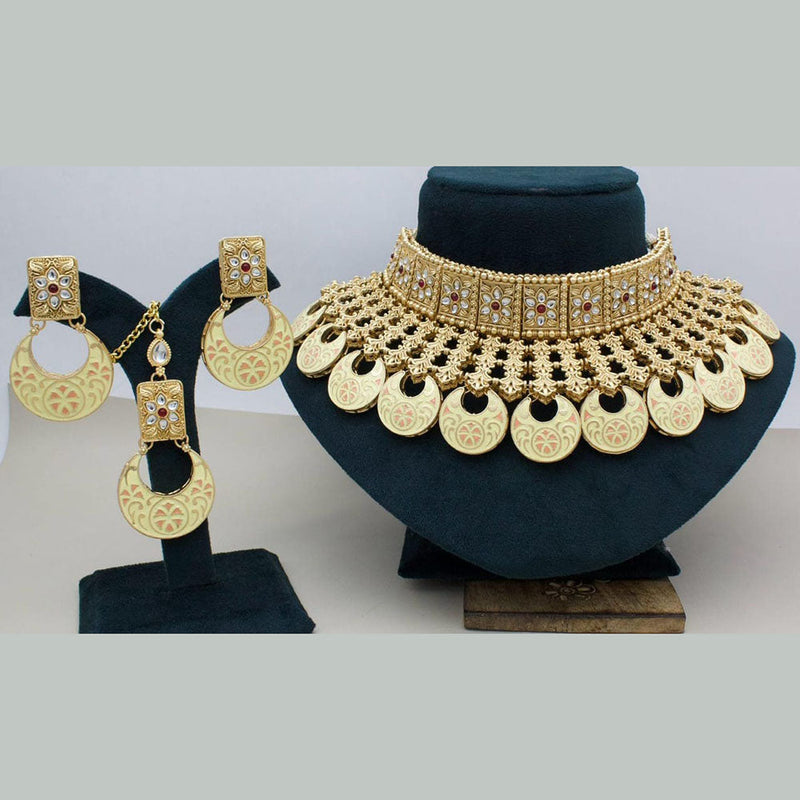 Manisha Jewellery Gold Plated Kundan Stone Meenakari Choker Necklace Set