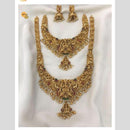 Manisha Jewellery Gold Plated Pota Stone Temple Double Necklace Set
