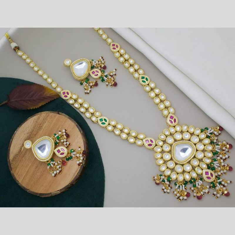 Manisha Jewellery Gold Plated Kundan Stone And Pearls Long Necklace Set