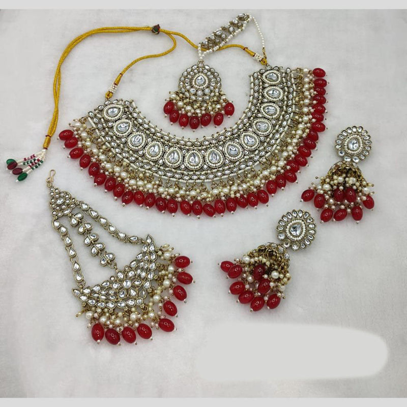 Manisha Jewellery Gold Plated Kundan Stone And Beads Necklace Set