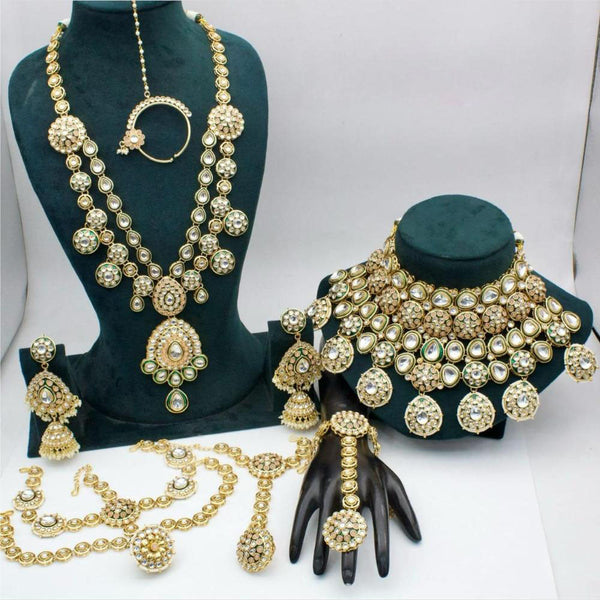 Manisha Jewellery Gold Plated Kundan Stone Meenakari Bridal Set