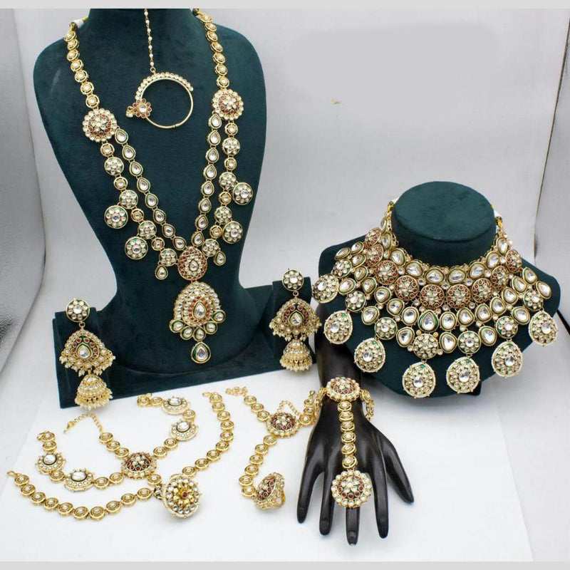 Manisha Jewellery Gold Plated Kundan Stone Meenakari Bridal Set