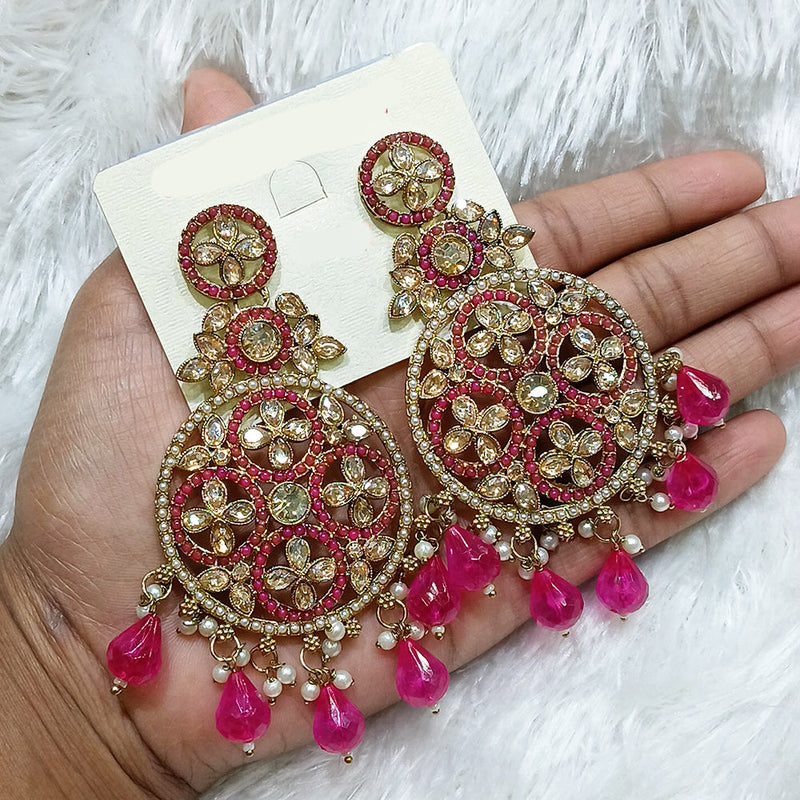 Manisha Jewellery Gold Plated Crystal Stone And Pearls Dangler Earrings