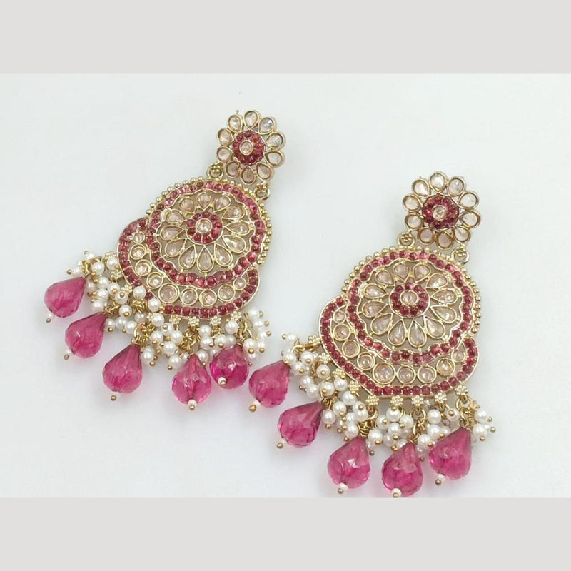 Manisha Jewellery Gold Plated Crystal Stone And Pearls Dangler Earrings