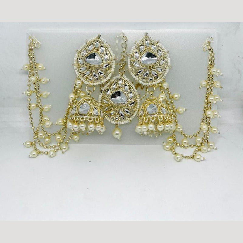 Manisha Jewellery Gold Plated Kundan Stone And Pearls Jhumki Earrings