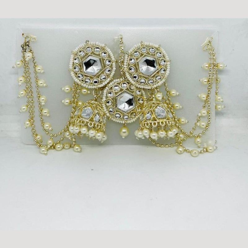 Manisha Jewellery Gold Plated Kundan Stone And Pearls Jhumki Earrings