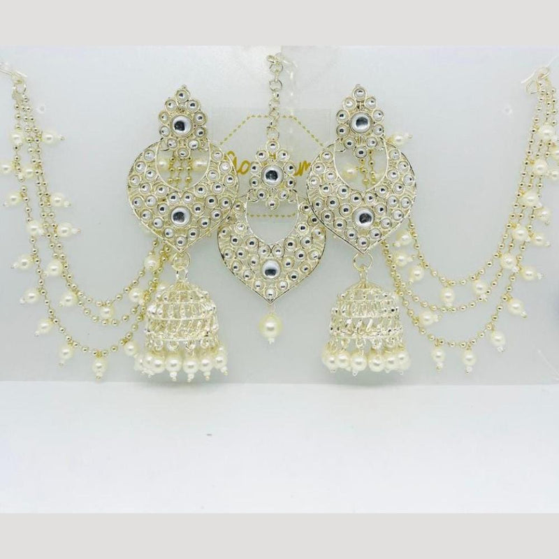 Manisha Jewellery Gold Plated Kundan Stone And Pearls Jhumki Earrings