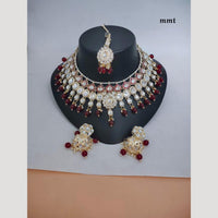 Manisha Jewellery Gold Plated Kundan Stone And Beads Meenakari Necklace Set