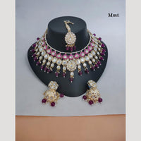Manisha Jewellery Gold Plated Kundan Stone And Beads Meenakari Necklace Set