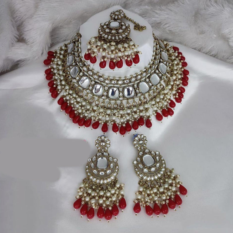 Manisha Jewellery Gold Plated Kundan Stone And Beads Necklace Set