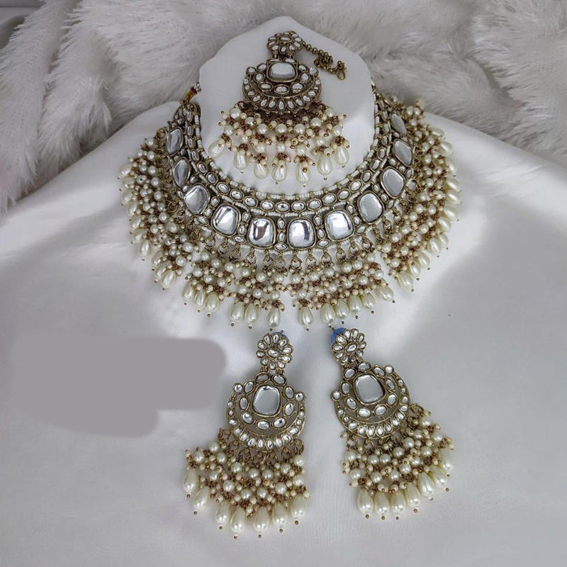 Manisha Jewellery Gold Plated Kundan Stone And Beads Necklace Set