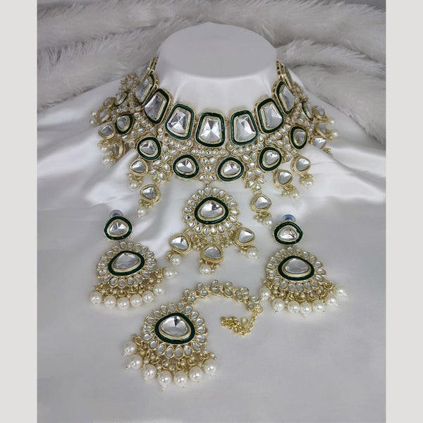 Manisha Jewellery Gold Plated Kundan Stone And Beads Meenakari Necklace Set