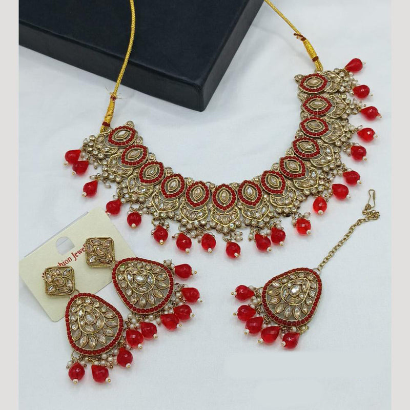 Manisha Jewellery Gold Plated Crystal Stone Pearls And Beads Necklace Set