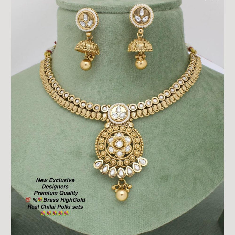 Manisha Jewellery Gold Plated Pota Stone Necklace Set