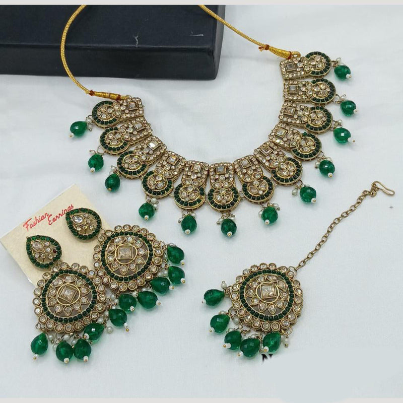 Manisha Jewellery Gold Plated Crystal Stone Pearls And Beads Necklace Set