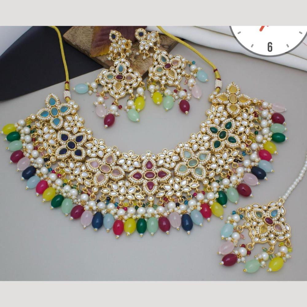 Manisha Jewellery Gold Plated Kundan Stone And Pearls Necklace Set