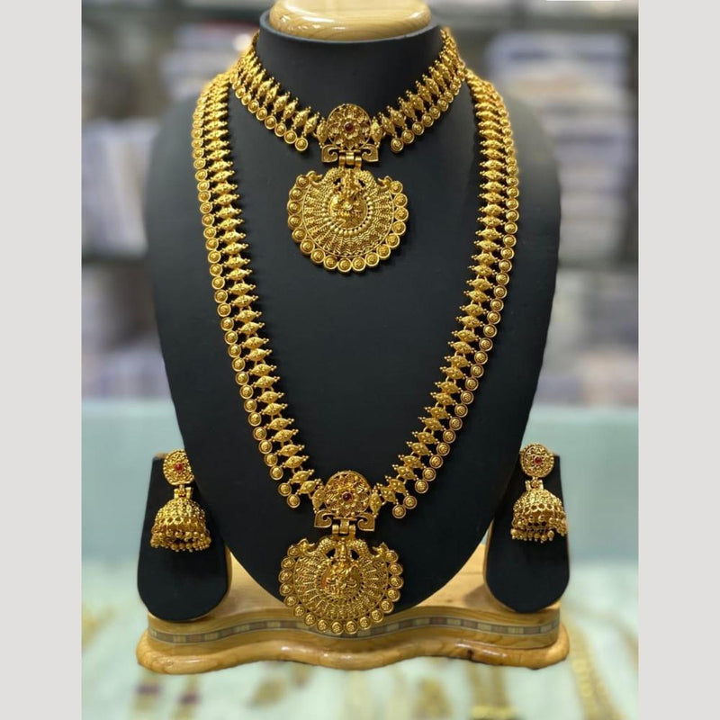 Manisha Jewellery Gold Plated Pota Stone Double Necklace Set