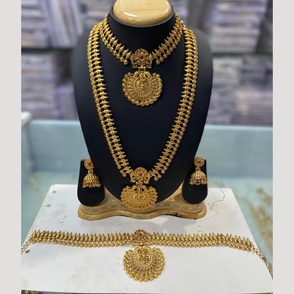 Manisha Jewellery Gold Plated Pota Stone Temple Combo Set