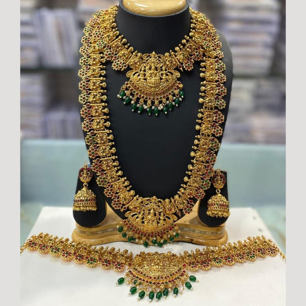 Manisha Jewellery Gold Plated Pota Stone Temple Combo Set