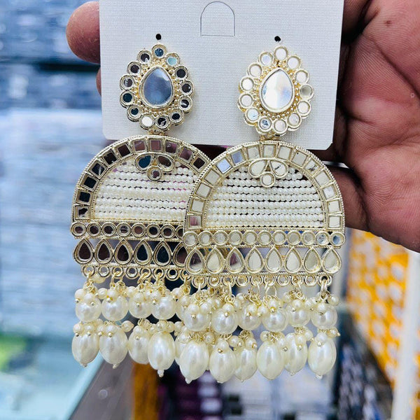 Manisha Jewellery Gold Plated Mirror And Pearl Dangler Earrings