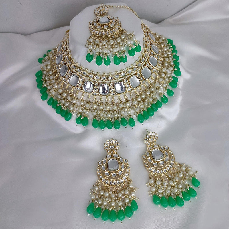 Manisha Jewellery Gold Plated Kundan Stone And Pearls Choker Necklace Set