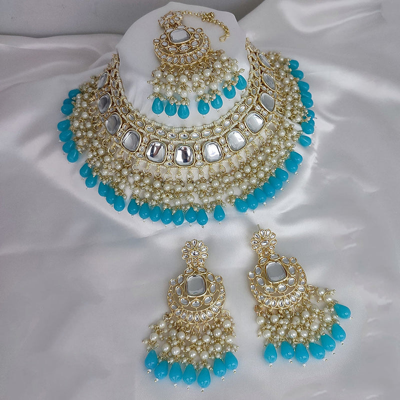 Manisha Jewellery Gold Plated Kundan Stone And Pearls Choker Necklace Set