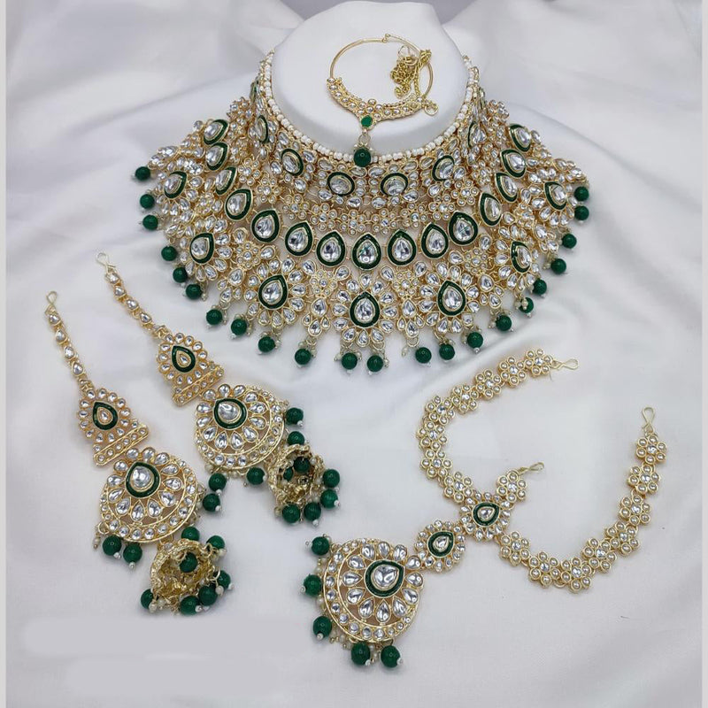 Manisha Jewellery Gold Plated Kundan Stone And Pearls Meenakari Choker Necklace Set