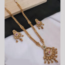 Manisha Jewellery Gold Plated Pota Stone And Meenakari Long Necklace Set