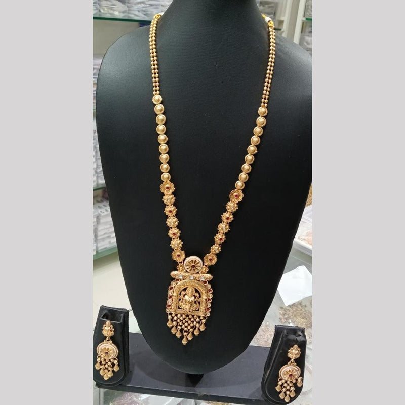 Manisha Jewellery Gold Plated Pota Stone And Meenakari Long Necklace Set