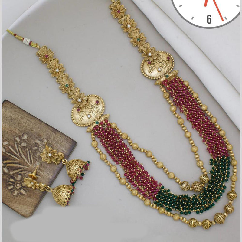 Manisha Jewellery Gold Plated Crystal Stone And Pearls Long Necklace Set